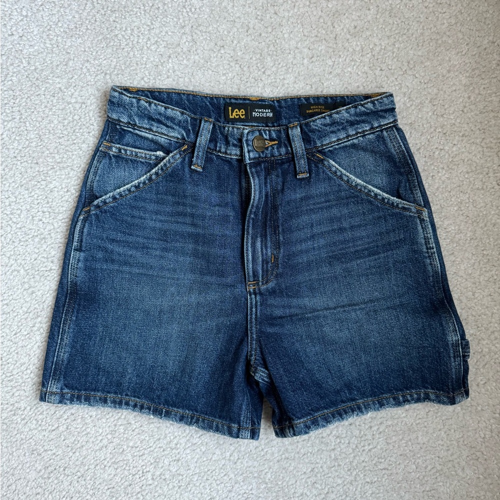 Lee High Rise Dungaree Shorts
